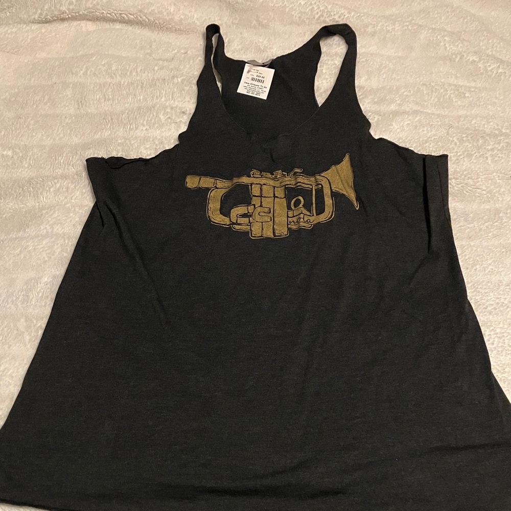 Next Level Apparel Black Tank Top with Gold Instrument Design